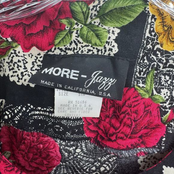 Vintage MORE Jazz Rayon Floral Blouse Top 18W‎ Button Front 80s 90s Bold Print - Picture 12 of 12